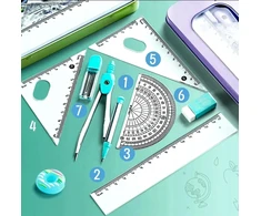 Bez Marki Geometrijos rinkinys moksleiviams, violetinis, 7 dalys