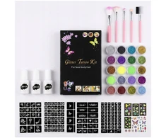 Bez Marki GLITTER TATOO RINKINYS VAIKAMS GLITTER TEMPLATES 24 vnt 3x XXL GLUE