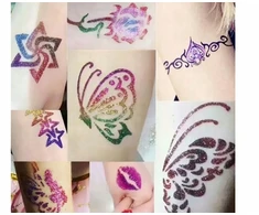 Bez Marki GLITTER TATUiruočių rinkinys, PLAUNAMI ŠABLONAI, TATUiruotės VAIKAMS