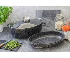 Bez Marki GOOSE keptuvė 3in1 GRILĖ Keptuvė MARMULINĖ keptuvė 38cm 11L 3936