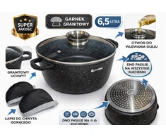 Bez Marki Granito kepimo puodas 6,5L, indukcinis orkaitėje, akcija