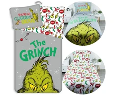 Patalynės komplektas Bez Marki Grinch Świąteczna DWUSTRONNA pościel na zamek, 100% BAWEŁNA 140x200 cm