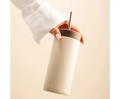 Bez Marki Homla termopuodelis su šiaudeliu Sylvara 783500, 350 ml, smėlio spalvos