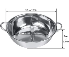 Bez Marki Hot Puodas 32 cm nerūdijančio plieno dvigubo indukcinio dujų šabu