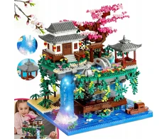 Bez Marki Japoniškų vyšnių žiedai, bonsai, architektūrinių blokelių rinkinys su šviesa