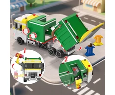 Bez Marki Kaladėlės CITY SAMOCHÓD ŚMIECIARKA ZE STACJĄ RECYKLINGU 3w1 POJAZD PREZNET 811
