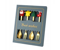 Bez Marki Kalėdiniai šaukštai Forks Xmas Set Stalo įrankių rinkiniai restorano vakarėliui Žalias Box