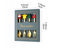 Bez Marki Kalėdiniai šaukštai Forks Xmas Set Stalo įrankių rinkiniai restorano vakarėliui Žalias Box