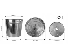 Bez Marki KATILAS, CINKUOTAS METALINIS PUODAS, 32L, Dangtis + Įdėklas