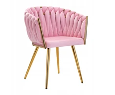 Bez Marki Kėdė Fotelis svetainei IMPERIA Velour Braided Gold Legs GLAMOUR rožinė