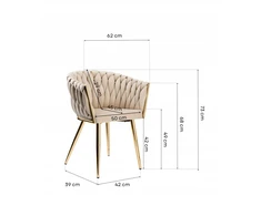 Bez Marki Kėdė Fotelis svetainei IMPERIA Velour Braided Gold Legs GLAMOUR rožinė
