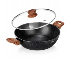 Bez Marki Keptuvė granitinė gili su stikliniu dangčiu GRANITICA WOOD 28 cm 35 l ruda Orion