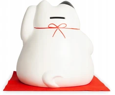 Bez Marki Keramikinė duża skarbonka kotek balta 19x17 cm – Made in Japan