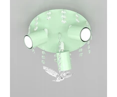 Bez Marki KOLIBER LAMPA WISZĄCA DZIECIĘCA PLAFON ⌀25cm KRYSZTAŁKI MIĘTOWA