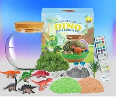 Bez Marki KŪRYBINGAS RINKINYS SU LED FONINIO APŠVIETIMO TERARIUM DINOSAURO NAKTINE LEMPA