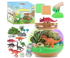 Bez Marki KŪRYBINGAS RINKINYS SU LED FONINIO APŠVIETIMO TERARIUM DINOSAURO NAKTINE LEMPA