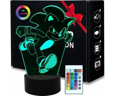 Bez Marki Lampa Illusion 3D SONIC ( 4 panele ) Lampka Nocna