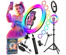 Bez Marki LAMPA PIERŚCIENIOWA NAGRYWANIA FILMIKÓW ZDJĘĆ RGB KOLOROWA LED STOVAS 220CM