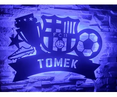 Bez Marki Lampka LED IMIĘ XL 67cmx47cm Herb FC Barcelona Obraz 3D Futbolo kamuolys FCB