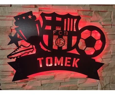 Bez Marki Lampka LED IMIĘ XL 67cmx47cm Herb FC Barcelona Obraz 3D Futbolo kamuolys FCB
