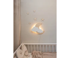 Bez Marki Lampka nocna drewniana LED vaikams księżyc chmurka