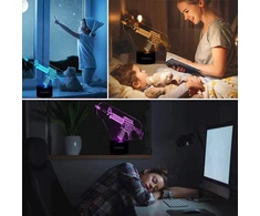 Bez Marki Lampka Nocna LED 3D Karabin 16 Kolorów Pilot USB Dekoracyjna