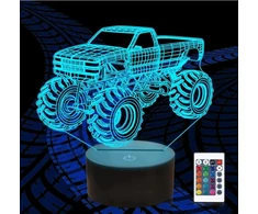 Bez Marki Lampka Nocna LED 3D Monster Truck RGB Pilot 16 Kolorów Timer USB