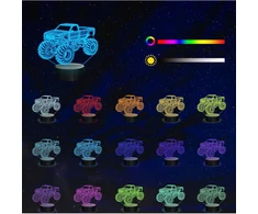 Bez Marki Lampka Nocna LED 3D Monster Truck RGB Pilot 16 Kolorów Timer USB