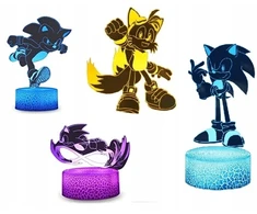 Bez Marki Lampka nocna LED 3D SONIC hologram 4xpanele ŚWIATŁO LED DEKORACJA USB Pultas