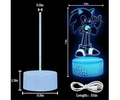 Bez Marki Lampka nocna LED 3D SONIC hologram 4xpanele ŚWIATŁO LED DEKORACJA USB Pultas