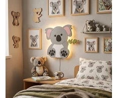 Bez Marki Lampka Nocna LED Dla Dzieci Koala Drewniana Meškiukas Koala Handmade Eko PrezentL