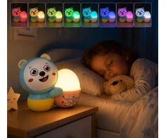 Bez Marki Lampka Nocna LED dla Dzieci RGB Bluetooth – Melodie, Timer, Akumuliatorius USB