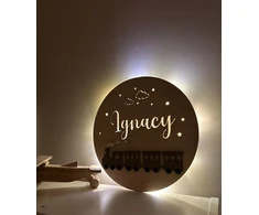 Bez Marki LAMPKA nocna LED dla dziecka Z IMIENIEM NA BATERIE POCIĄG CIUCHCIA