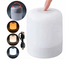 Bez Marki Lampka Nocna LED Dotykowa 3 Barwy Światła Regulacja Jasności USB-C Camping