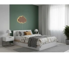Bez Marki Lampka Nocna LED Drewniana CHMURKA Brązowa Palisander Boho Skandynawski