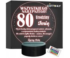 Bez Marki Lampka Nocna LED Prezent na 80 Urodziny Pamiątka Osiemdziesiątka Grawer