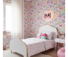 Bez Marki Lampka Nocna LED SOWA Różowa Drewniana L Dla Dziewczynki Personalizowana
