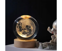 Bez Marki Lampka nocna LED szklana kula 3D Księżyc USB 6 cm