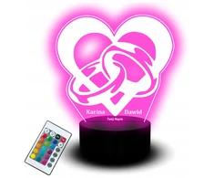 Bez Marki Lampka Nocna Statuetka 3D USB Led Prezent Na Ślub Wesele Szkle Z Dedykacją