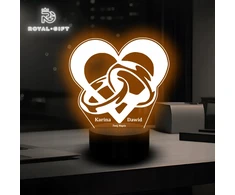 Bez Marki Lampka Nocna Statuetka 3D USB Led Prezent Na Ślub Wesele Szkle Z Dedykacją