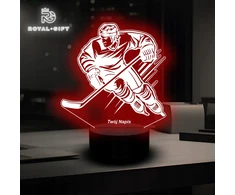 Bez Marki Lampka Nocna Statuetka USB LED 3D Grawer Kask Dla Hokeisty Hokej Kij Krążek