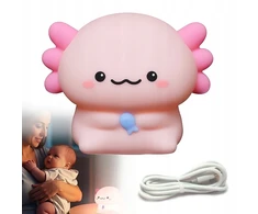 Bez Marki Lampka nocna vaikams Axolotl, silikonowa LED su możliwością ściemniania dotykiem, ładowana przez USB