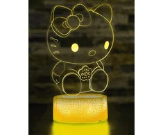 Bez Marki Led 3d naktinė lemputė Hello Kitty vaikams, su Usb ir pulteliu