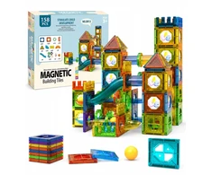 Bez Marki Magnetinės statybinės plytelės 158 Vnt Marble Run STEM Statybinis rinkinys vaikams nuo 3 metų