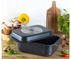 Bez Marki Marmurinė žąsų keptuvė GRILL Keptuvė 2in1 keptuvė 8,5L 34cm 4612