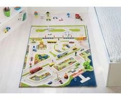 Bez Marki MIASTO PORTOWE - Mėlyna Dywan 3D dla Dzieci 100x150 cm IVI Carpets
