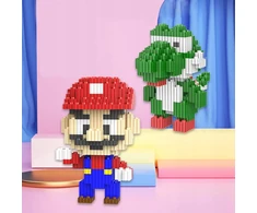 Bez Marki Mikro kaladėlių rinkinys dinozaurams statyti, Super Mario figūrėlė, 3D modelis