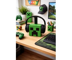 Bez Marki Minecraft Creeper Led naktinė lemputė + ausinių stovas 2in1