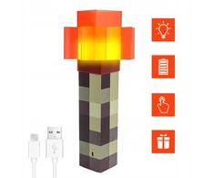 Bez Marki Minecraft Torche Led Lempa, 4 Spalvos, Usb Įkrovimas, 31cm