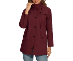 Bez Marki Moteriškas lietpaltis striukė kvėpuojantis vėjui atsparus bordo spalvos M